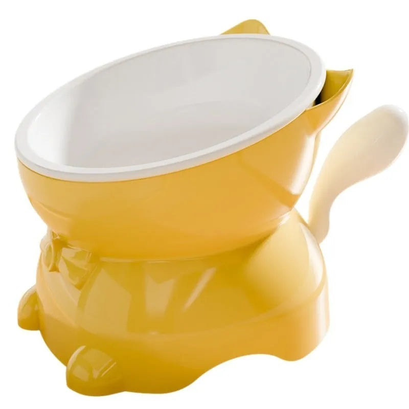 Stainless steel oblique anti-fall cat bowl in four colour options