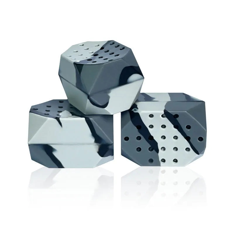 Two camouflage pattern silicone facial fitness balls for masseter exercise in transparent packaging