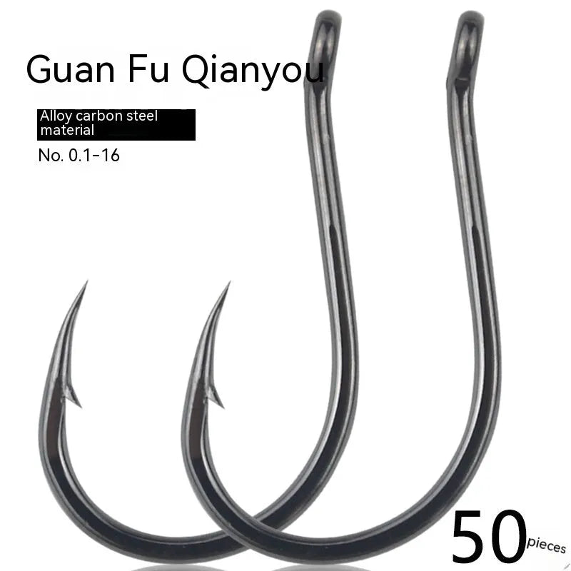 Bulk pack of barbed crooked mouth fishing hooks in alloy carbon steel for rock and sea fishing