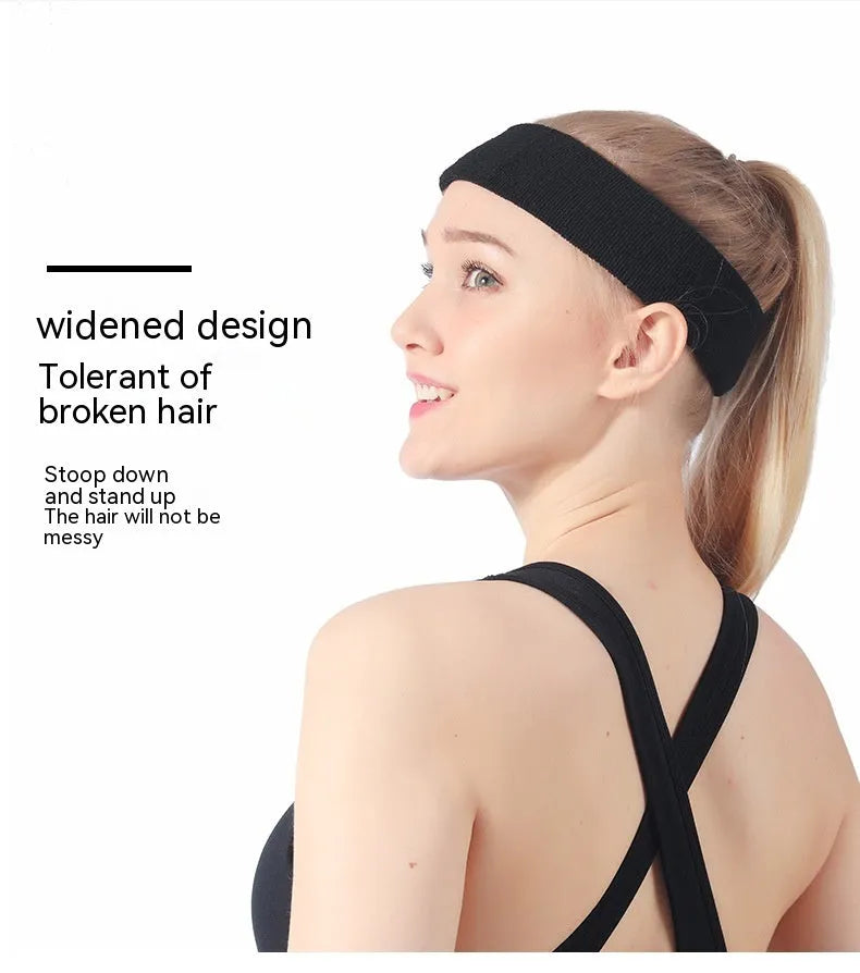 Sports sweatband headband in widening design with elastic band in five colour options