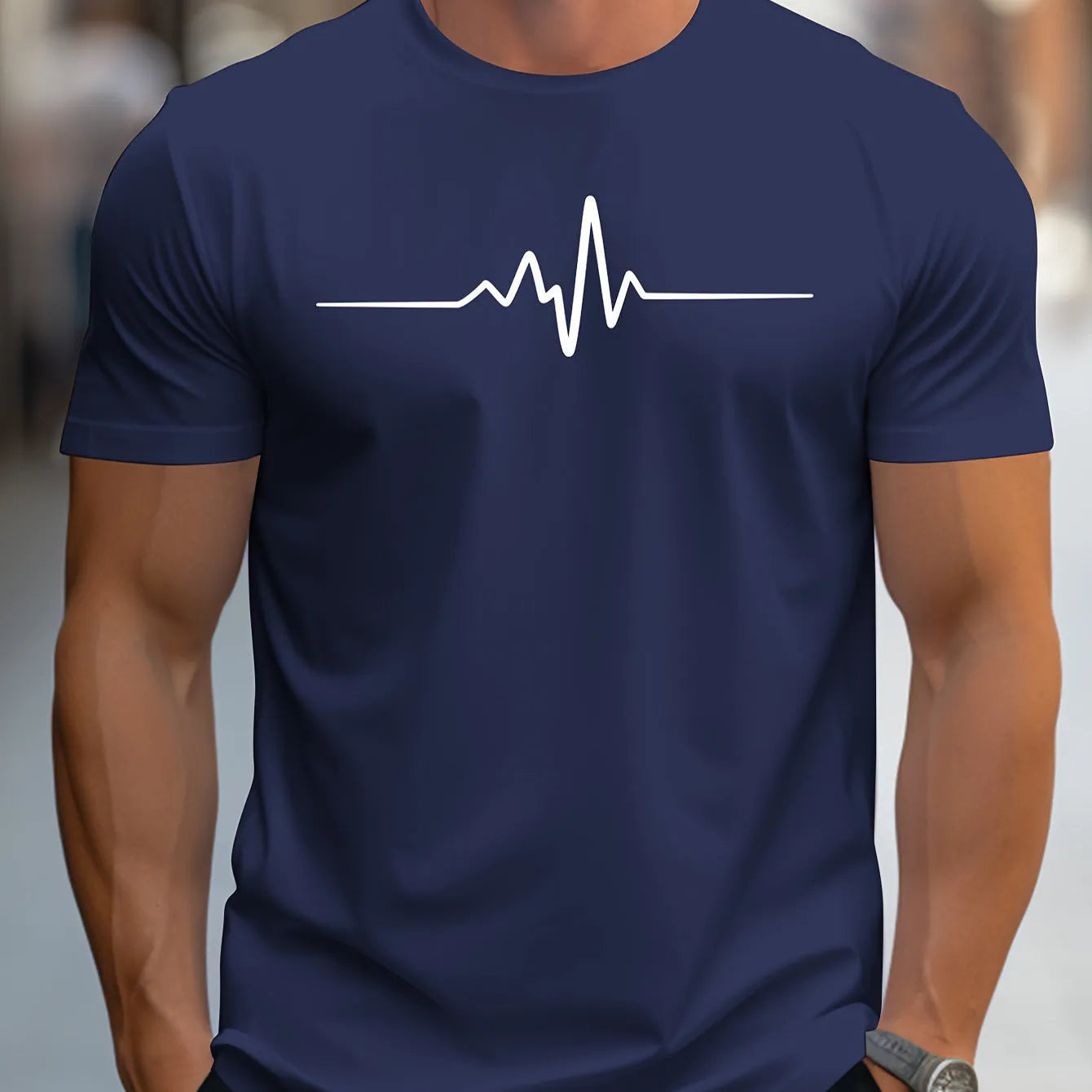 Men's 3D printed letter pattern sports t-shirt in a loose fit short sleeve style.
