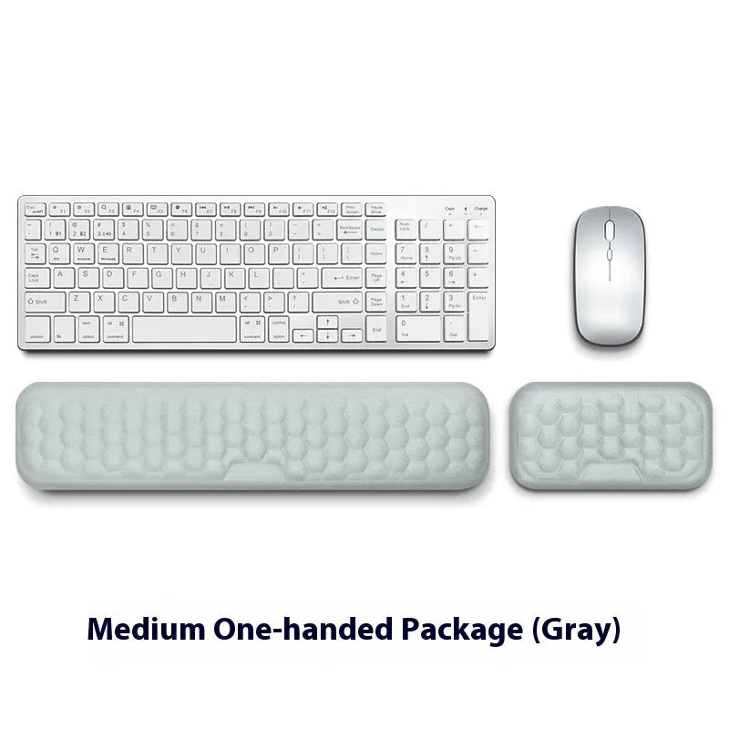 Memory foam computer wrist rest with silicone base in grey cloth cover style
