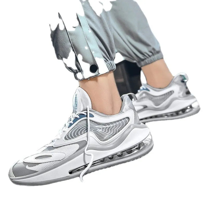 Men's Space Black casual summer shoes with air cushion technology and rubber sole