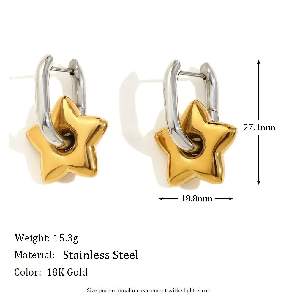 Women's gold electroplated geometric jewellery set with earrings, bracelet and necklace on stainless steel