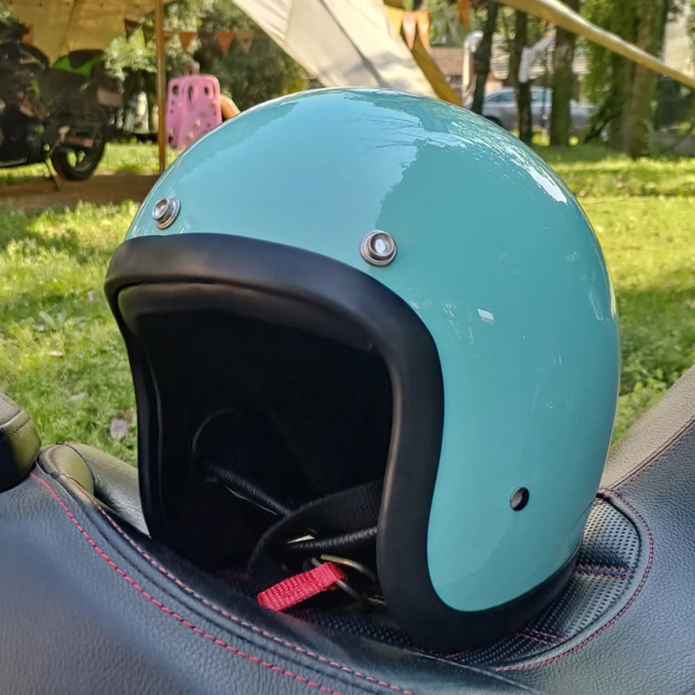 FRP retro half helmet for electric motorcycle commuting available in multiple colours and sizes
