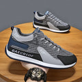 Men's green and grey mesh running shoes with viscose sole and lace-up closure