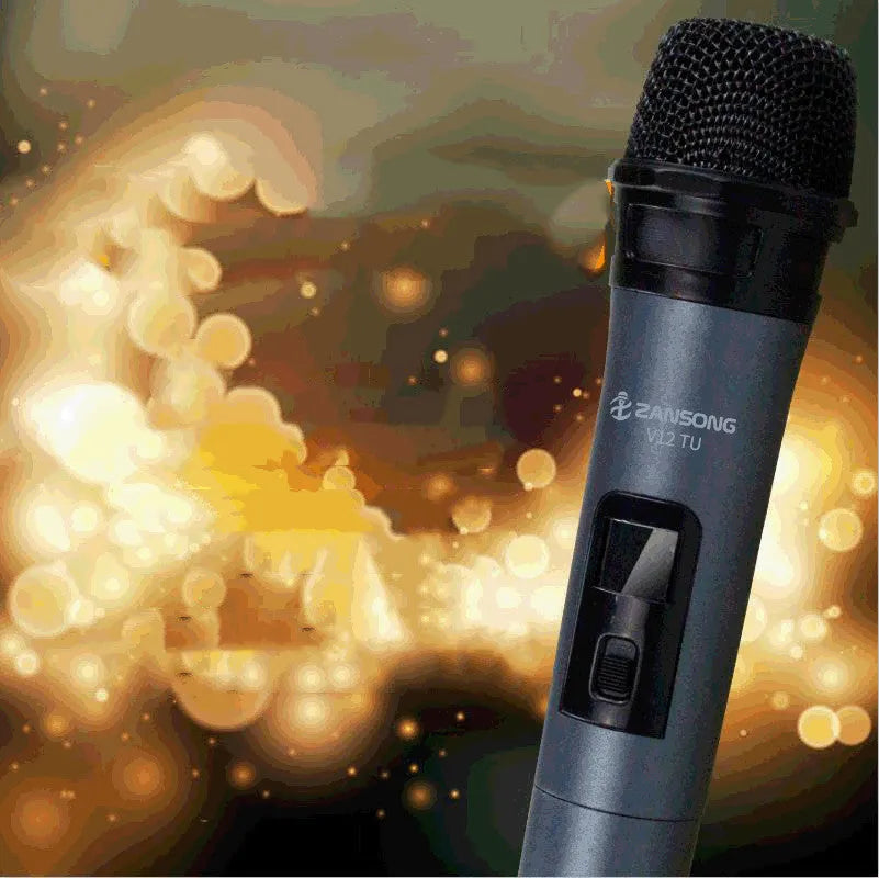 Black dynamic wired microphone V12 with USB receiver and audio cable