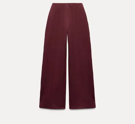 Women's polar fleece suit set with pleated long sleeve top and wide leg trousers in multiple colour options