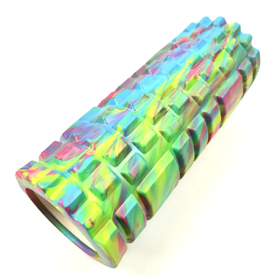 33cm long camouflage pattern EVA foam roller shown in various colour options.