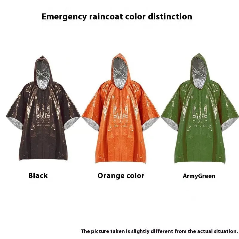 Marathon Wild Cross-country Raincoat in orange or army green, shown with carry pouch