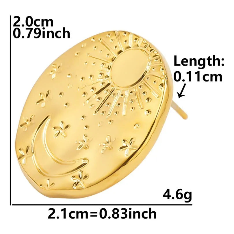 304 stainless steel geometric shell stud earrings in gold or silver electroplated finish