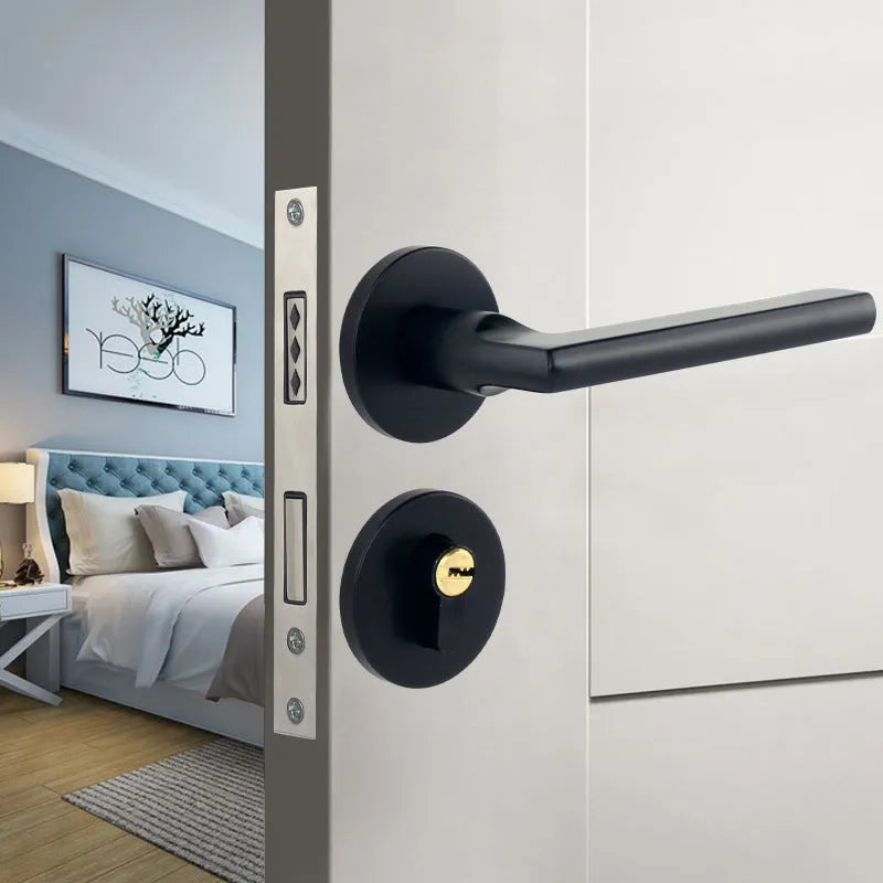 Aluminium alloy split magnetic door lock handle for timber doors