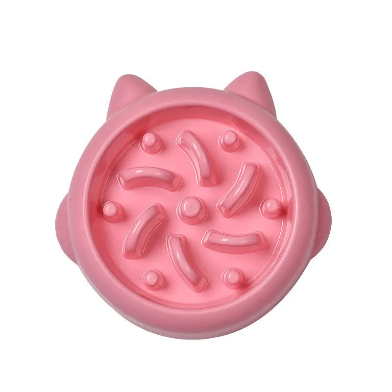 Green PP plastic slow feeder bowl for dogs with bone-shaped obstacles inside