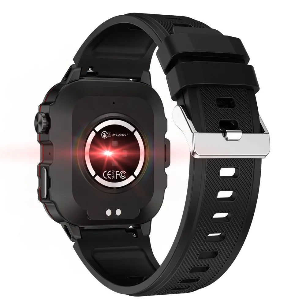 QX11 Smart Bluetooth Watch in black with heart rate monitoring on TFT screen and interchangeable straps