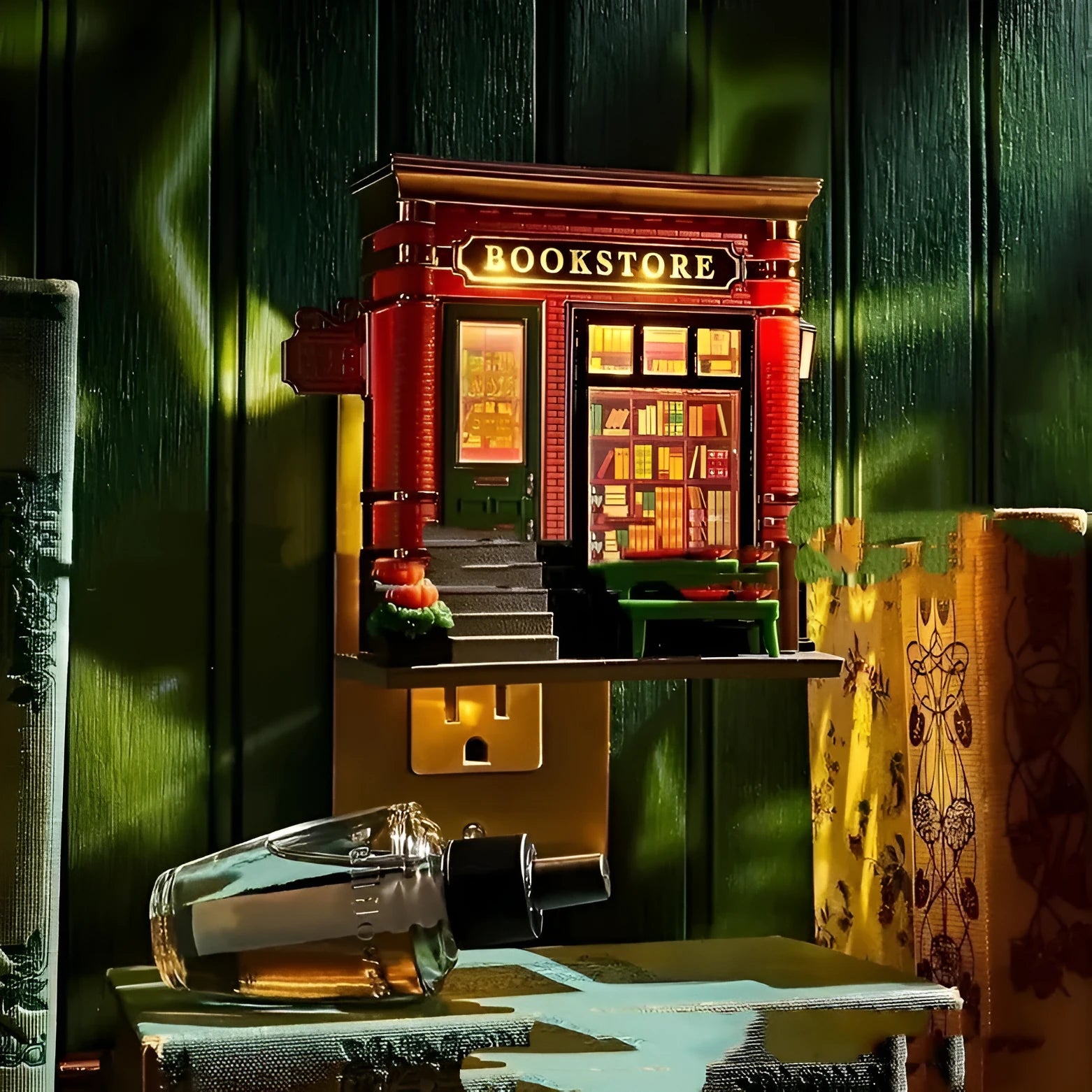 Cartoon house-shaped resin night light ornament with a US plug for Christmas decoration and gifting.