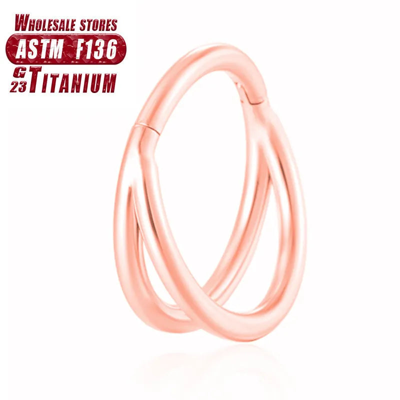 Titanium alloy fork nose ring for piercings, shown in silver colour on a black background.