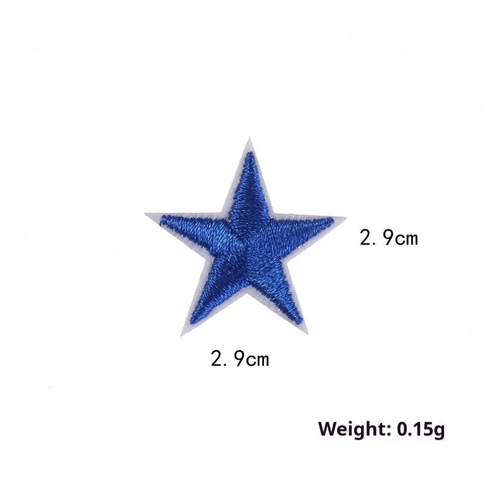 Colourful embroidered five-pointed star cloth stickers for DIY fabric decoration