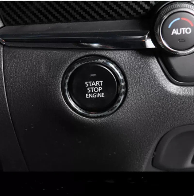 Aluminium alloy decorative stickers for car steering wheel buttons in brushed red, silver, and blue colours