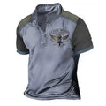 Golf polo shirt in bird eye cloth polyester with digital printing, loose fit pullover style