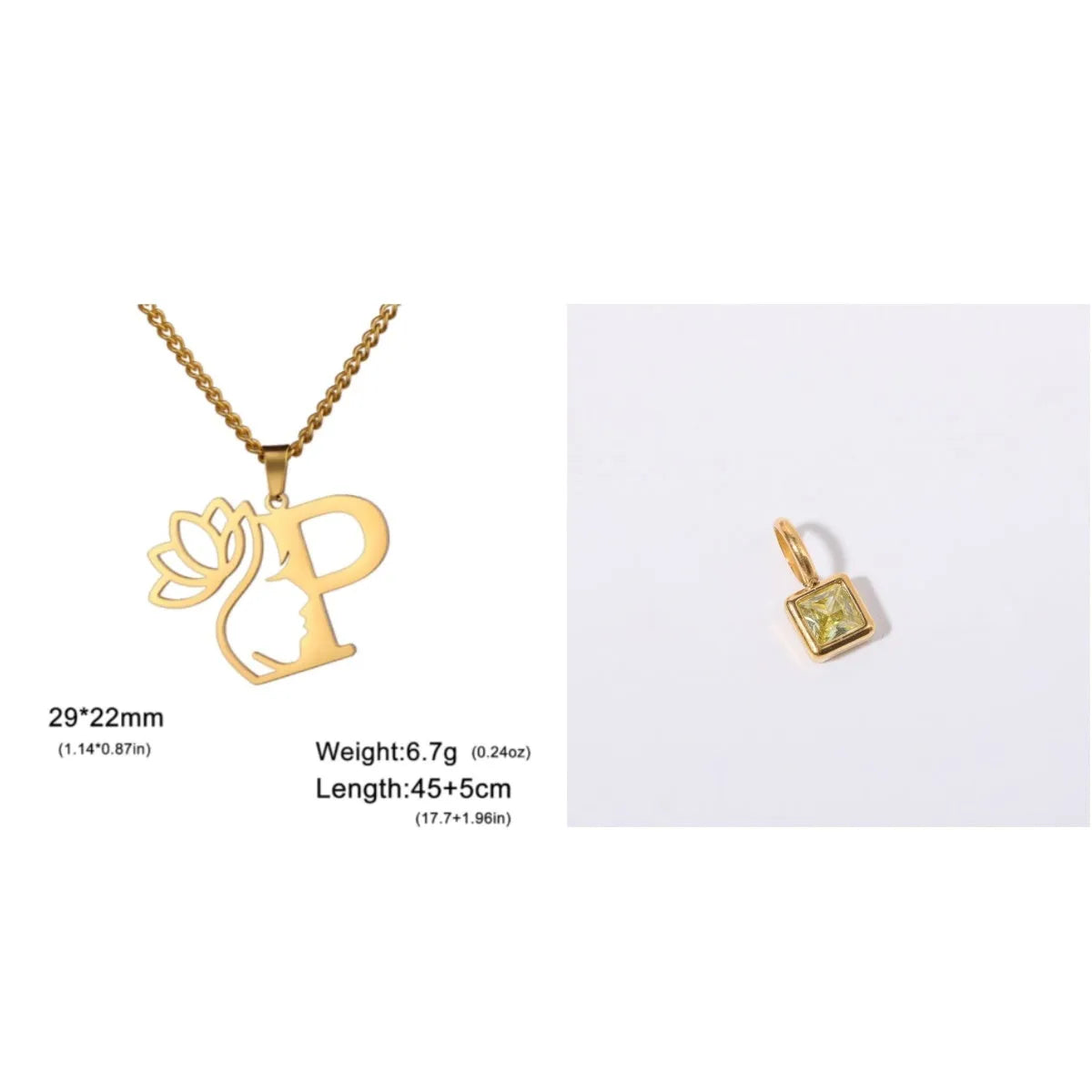 Stainless steel cross chain necklace with pendant in gold or steel colour