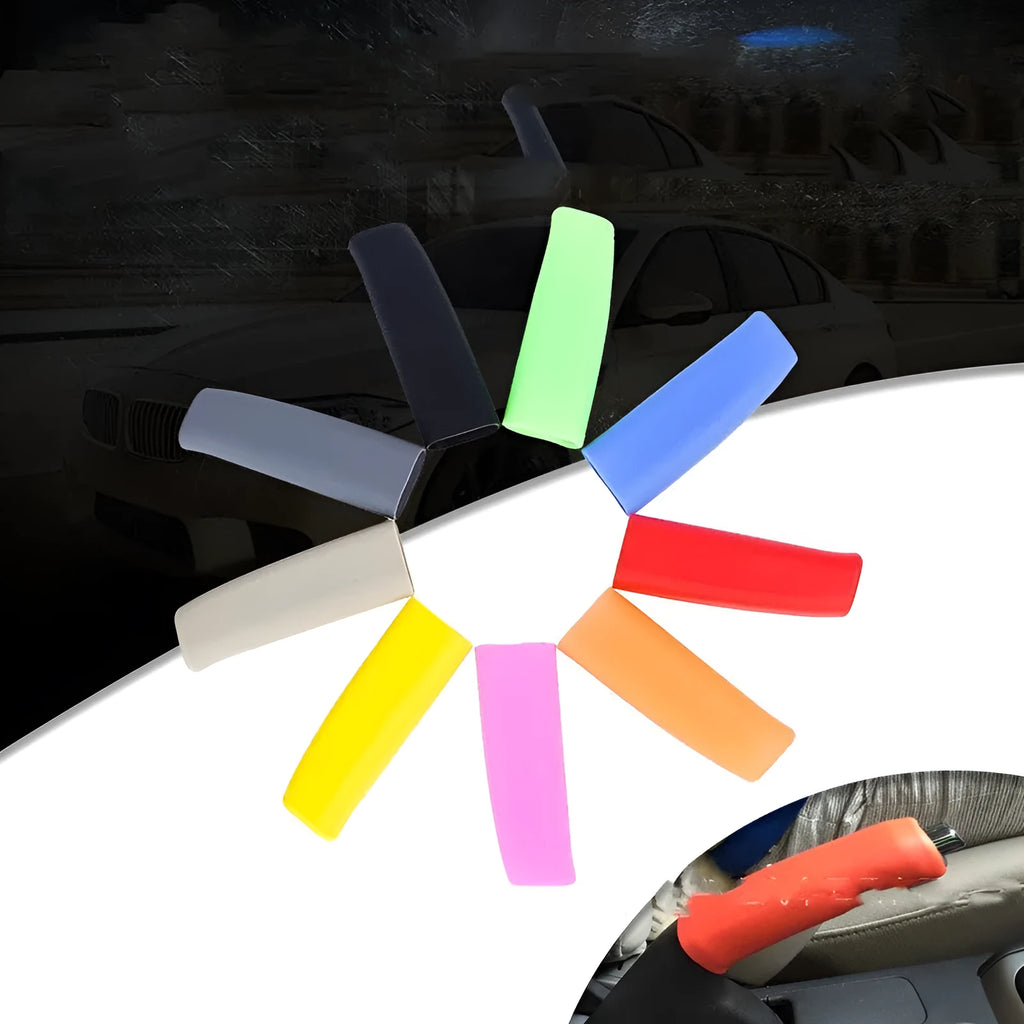 Silicone handbrake sleeve for car interior in five colour options: black, grey, beige, red, blue