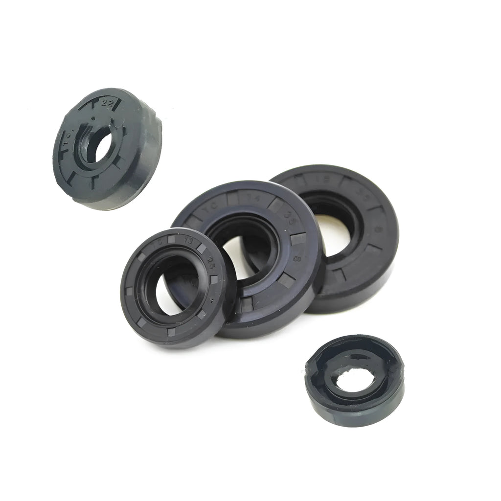 AG100 motorcycle engine oil seal kit with six rubber seals in carbon steel frames