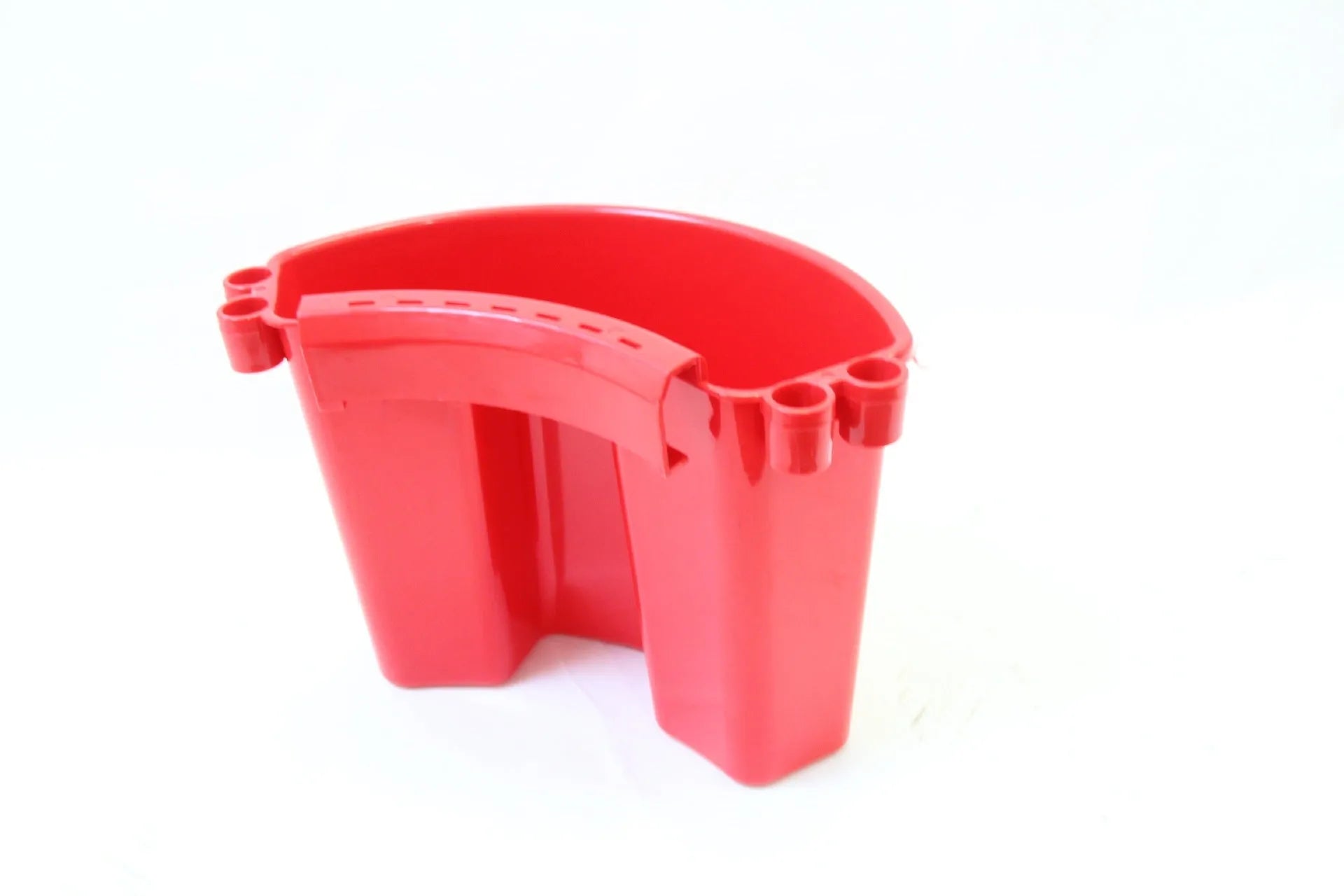 PP plastic car washing bucket shown in available colours: black, red, blue, and pink.