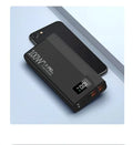 Large capacity power bank in black or white with plastic shell and multiple charging capacity options