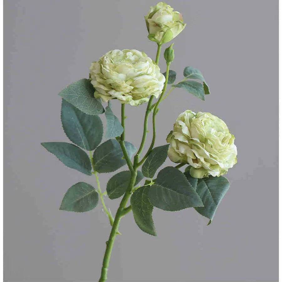 Single artificial silk rose stem with baking edge finish in beige colour