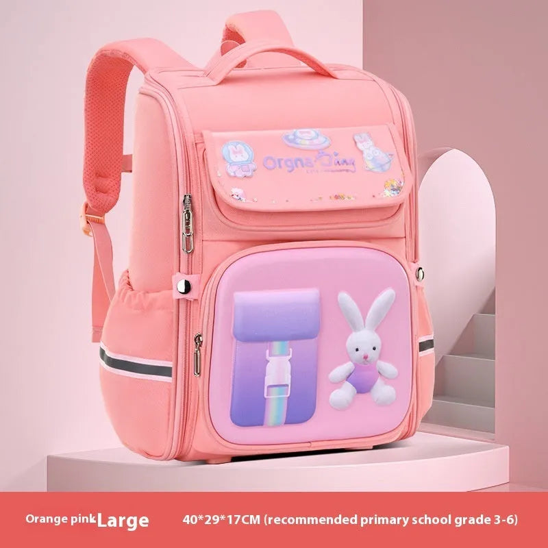 Large capacity children's cartoon backpack with airpillow straps for spine protection in Oxford cloth