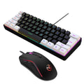 V700WB A869 white and black gaming keyboard and mouse set with colour backlight on desk