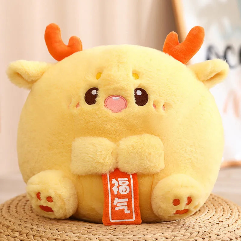 Cute dragon group plush doll toy in green with PP cotton filling, 28cm height, short plush fabric, white background