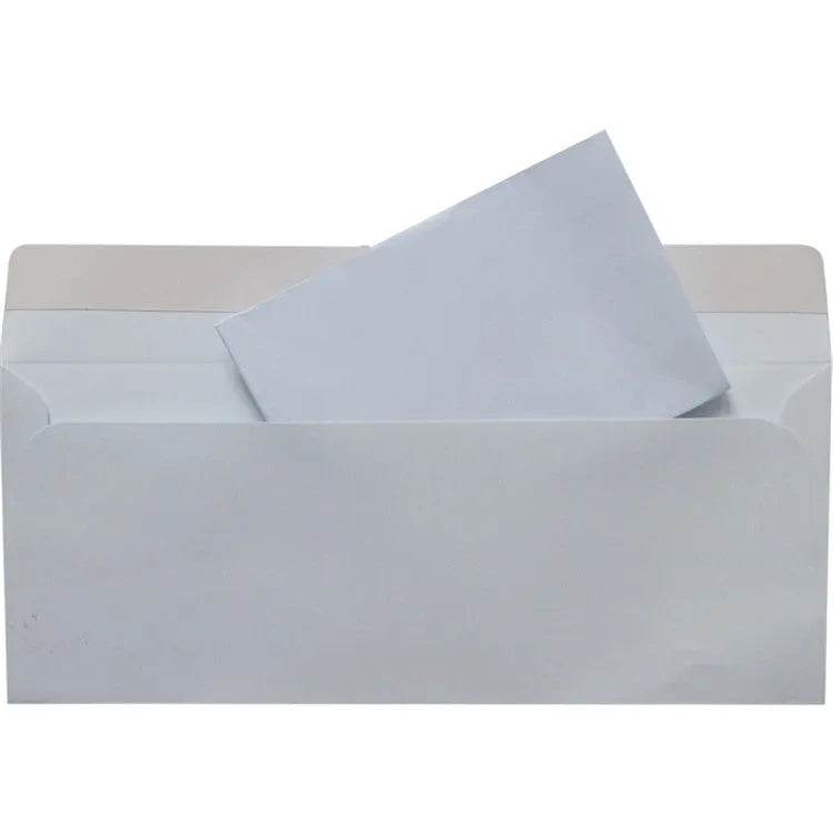 Blue self-adhesive confidential envelope with anti-opening security packaging, size 105mm by 240mm.