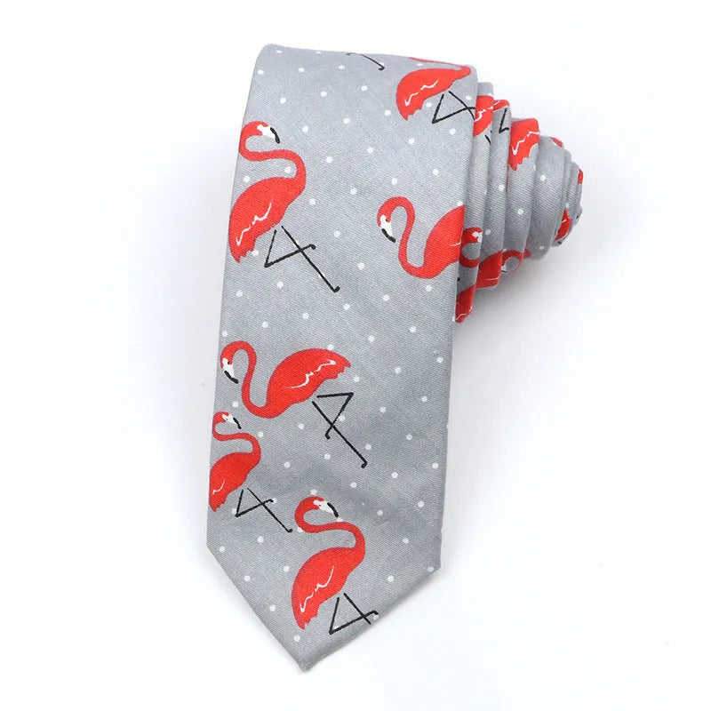 Korean style narrow cotton bow tie for men with printed cartoon pattern design