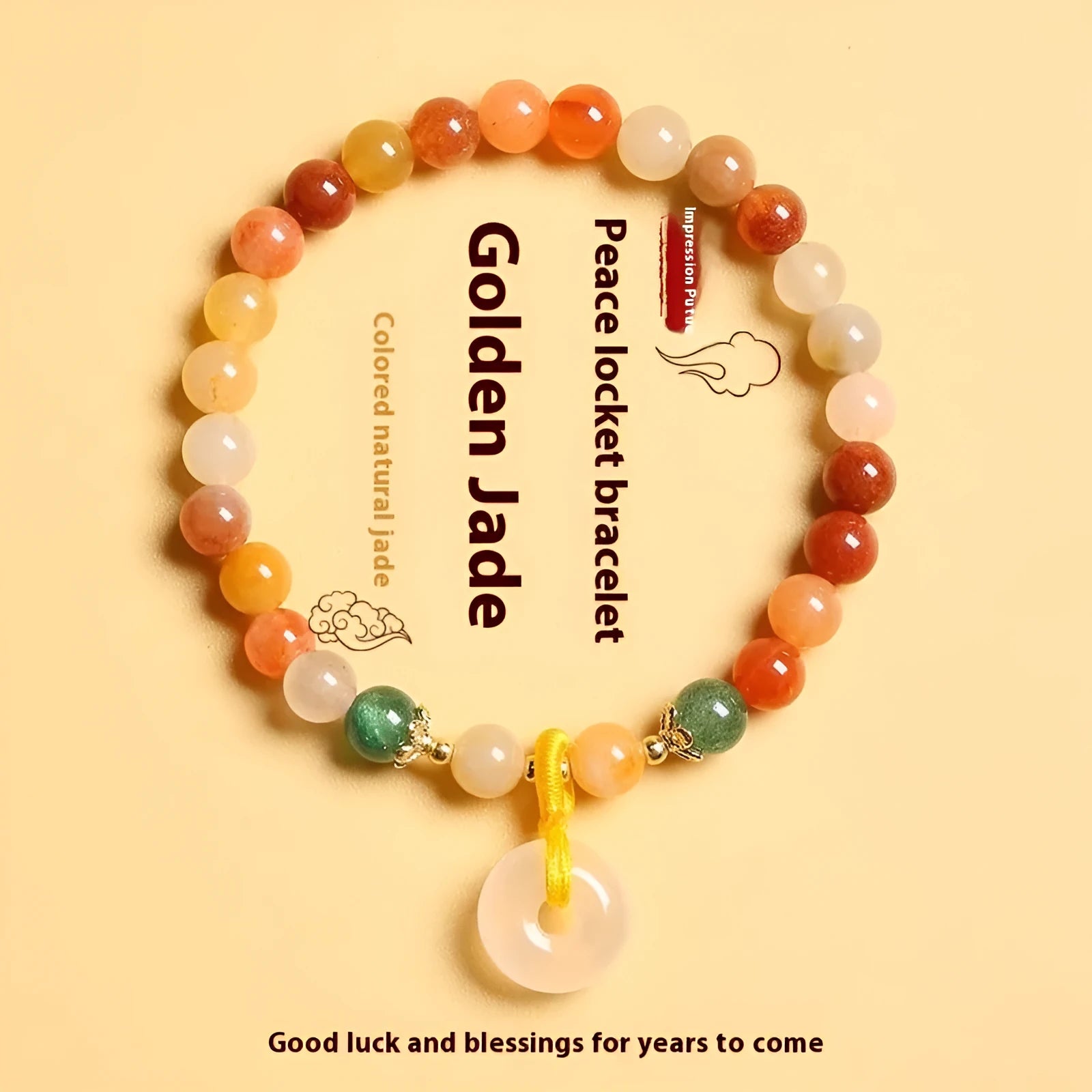 Handmade natural agate and jade bracelet with safety buckle closure