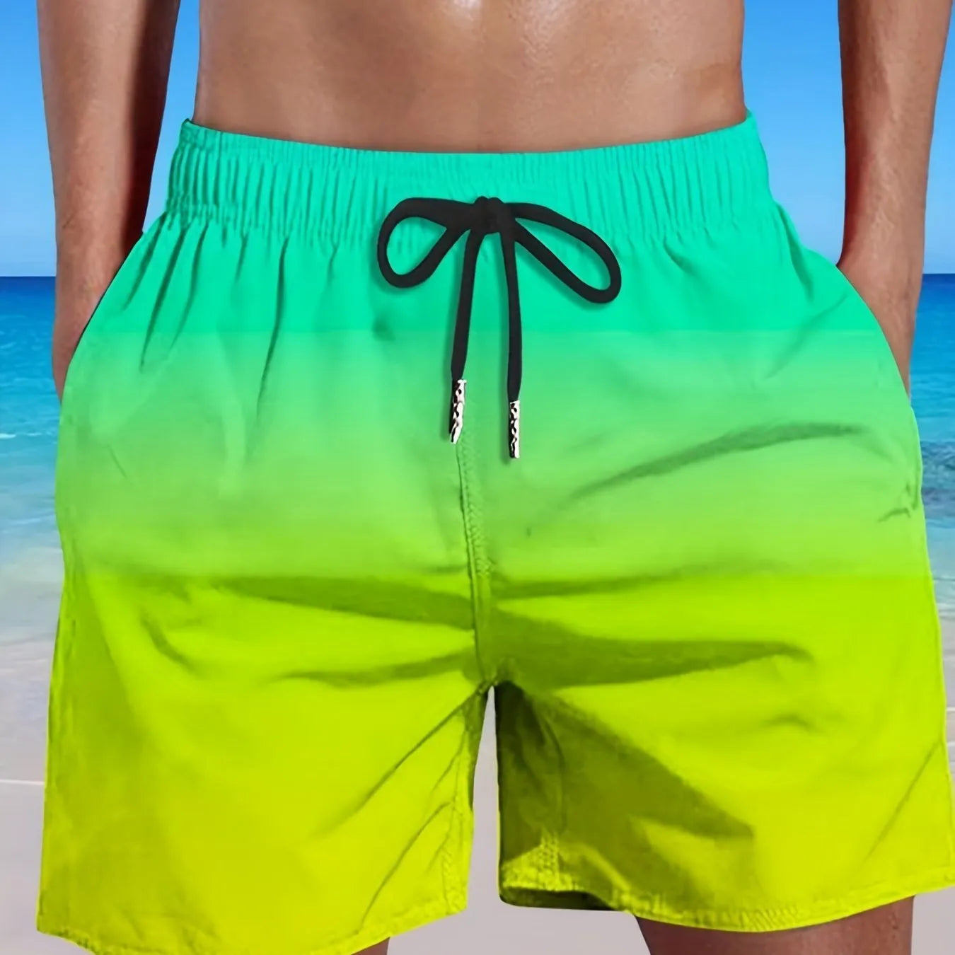 Men's gradient colour 3D digitally printed mesh sport shorts with micro-elastic fabric