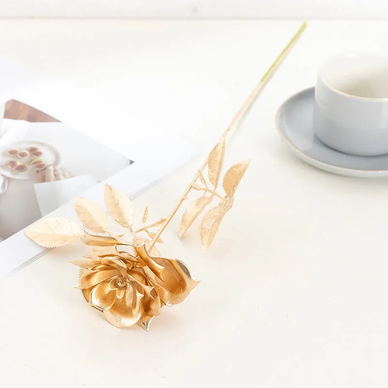 Gold plastic Persian eucalyptus and ginkgo leaf artificial flower arrangement for wedding decor