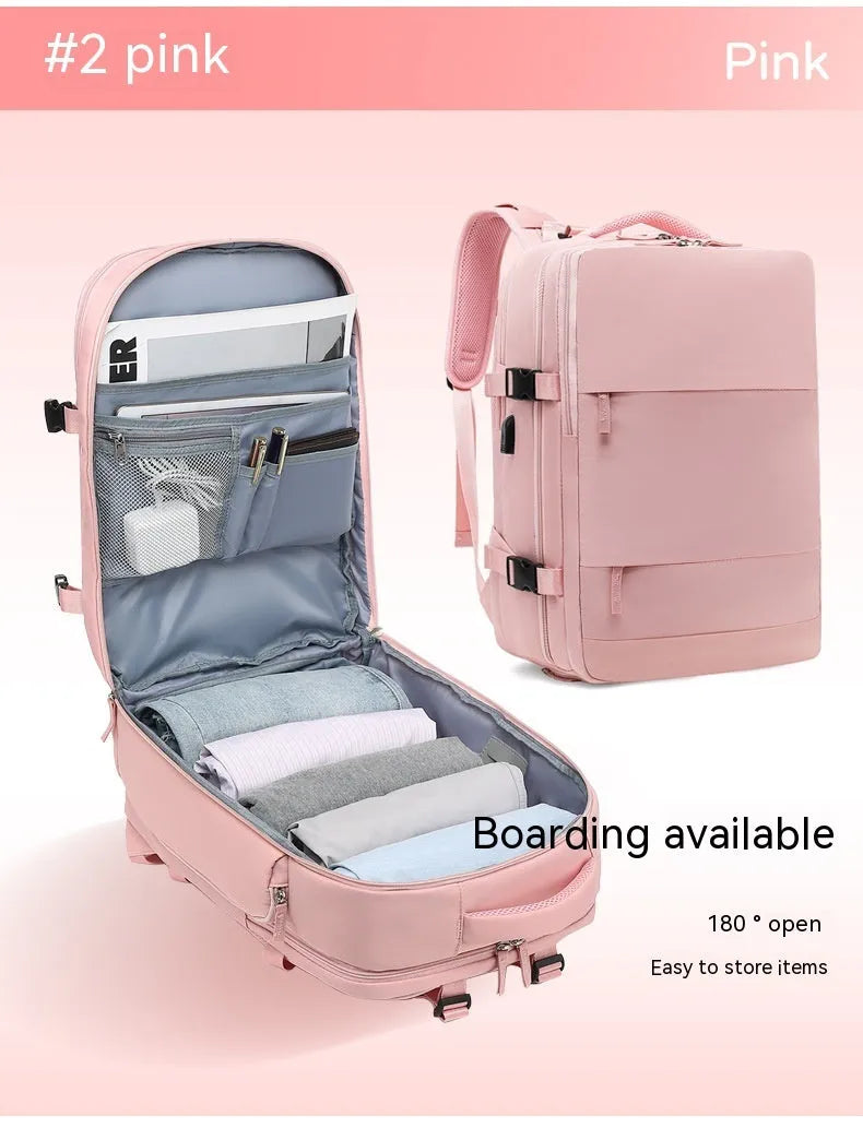 Large waterproof mummy-style backpack in nylon, shown in a selection of colours including black, mint green, and pink.