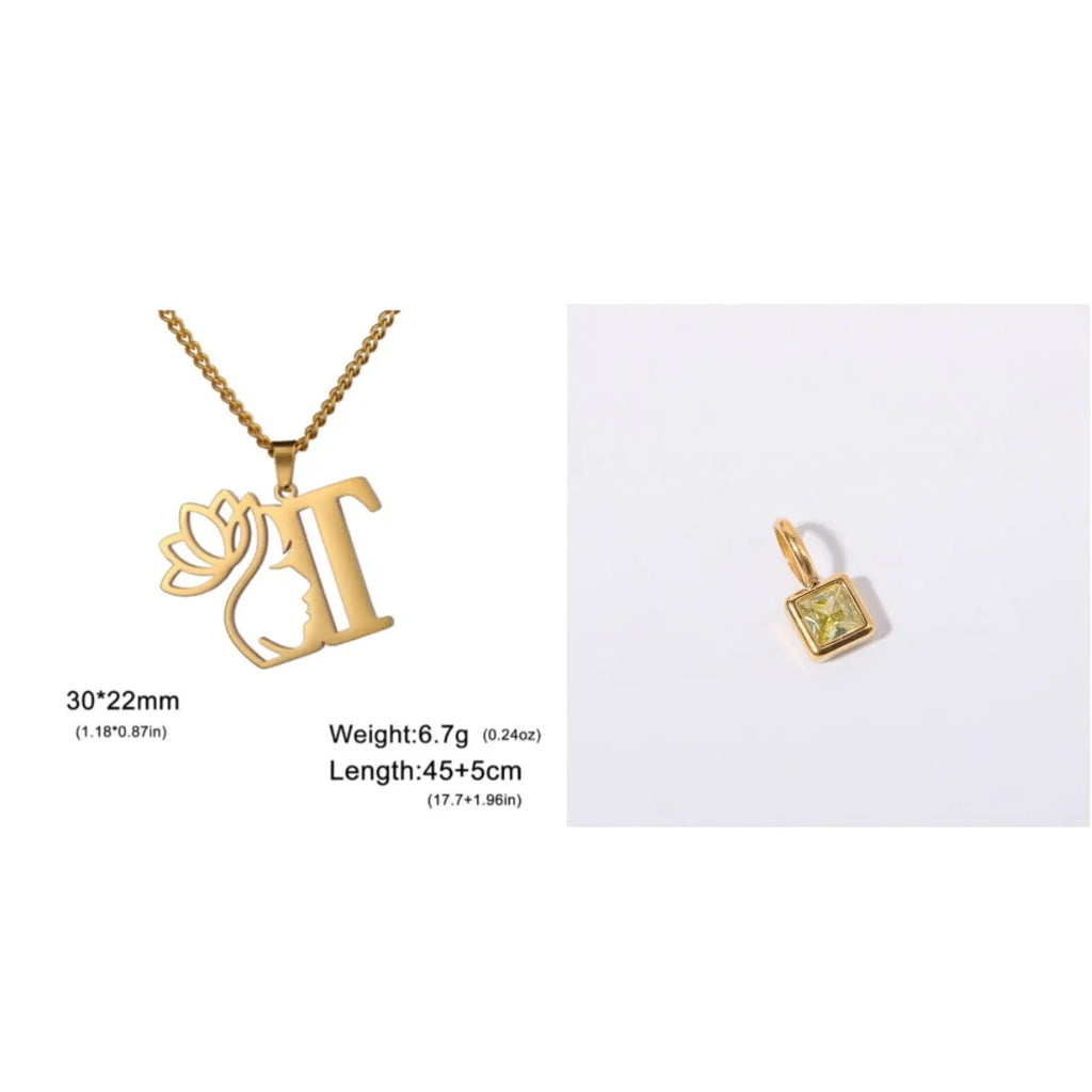 Stainless steel cross chain necklace with pendant in gold or steel colour