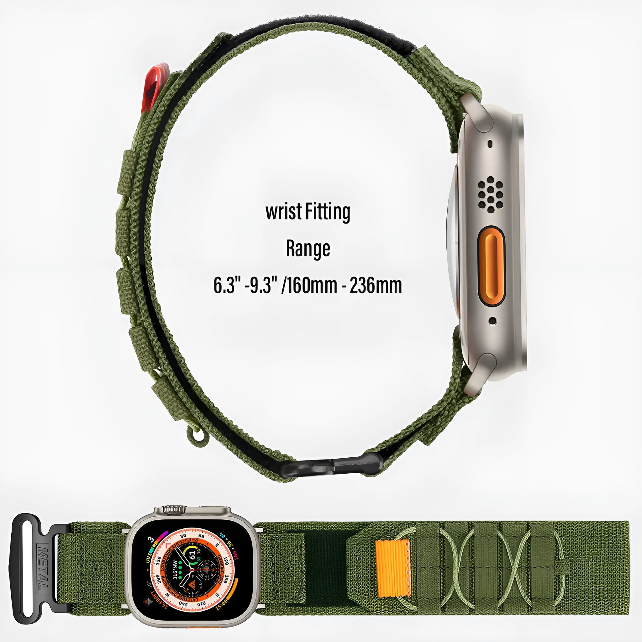Apple Watch nylon canvas loop strap in five colours for 38/40/41mm and 42/44/45/49mm sizes