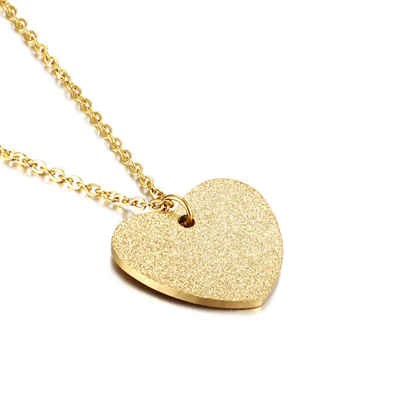 Geometric heart-shaped titanium steel pendant necklace on a chain