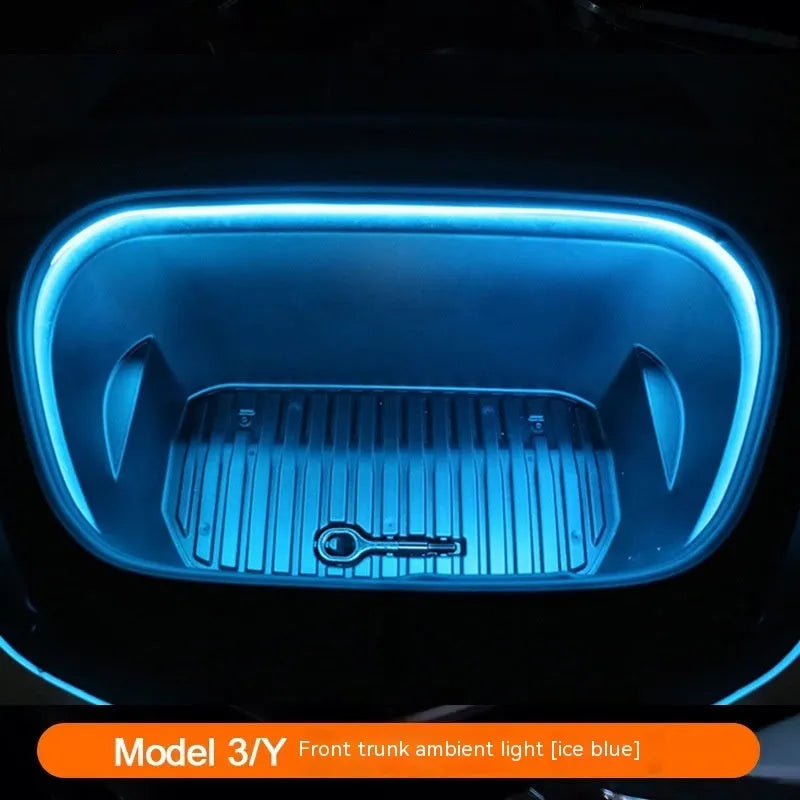 Tesla Model 3 Model Y front console ambient light kit with soft silicone light bar in choice of three colours