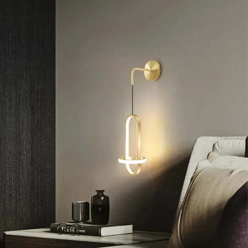 Nordic wall lamp with iron shade in black finish, bedside mounting, 220V
