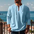 Cotton blend casual pullover shirt in solid colour with loose fit for leisure wear