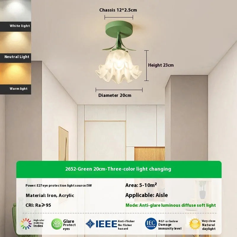 Cream Linglan flower design corridor aisle light with three-colour changing wall control