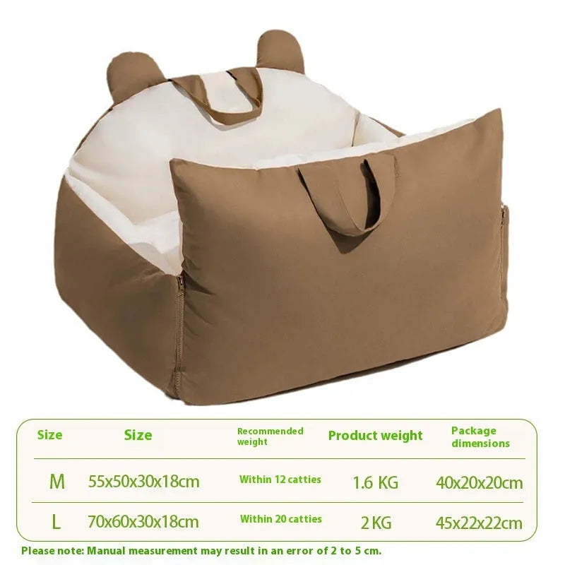 Removable washable car dog kennel in beige colour with medium and large size options