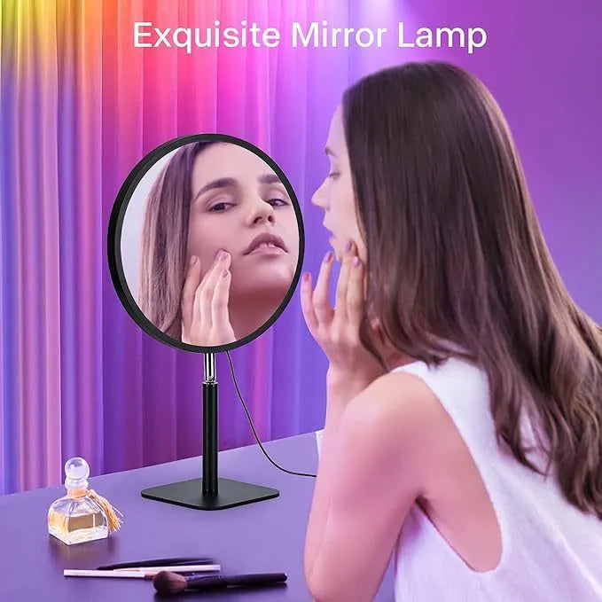 Creative Tunnel Multi-layer LED Mirror Ambience Light with remote control on a wooden table