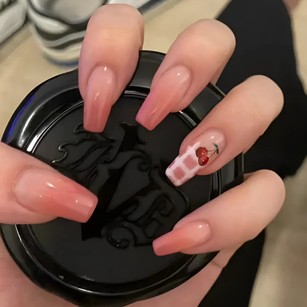 Crystal butterfly fake press-on nail set with 24 pieces and glue tube