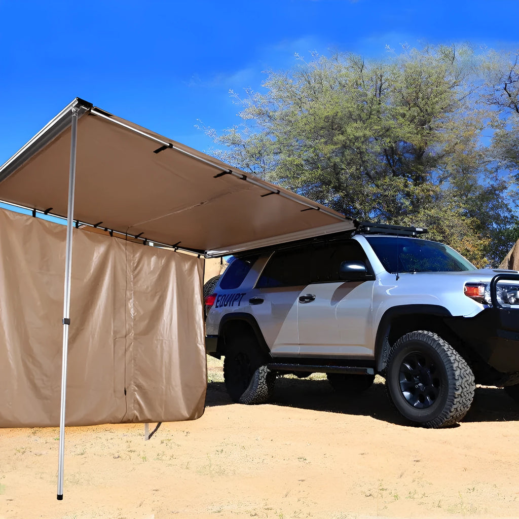 Two bedroom single layer camping tent with aluminium poles and black glue finish setup outdoors