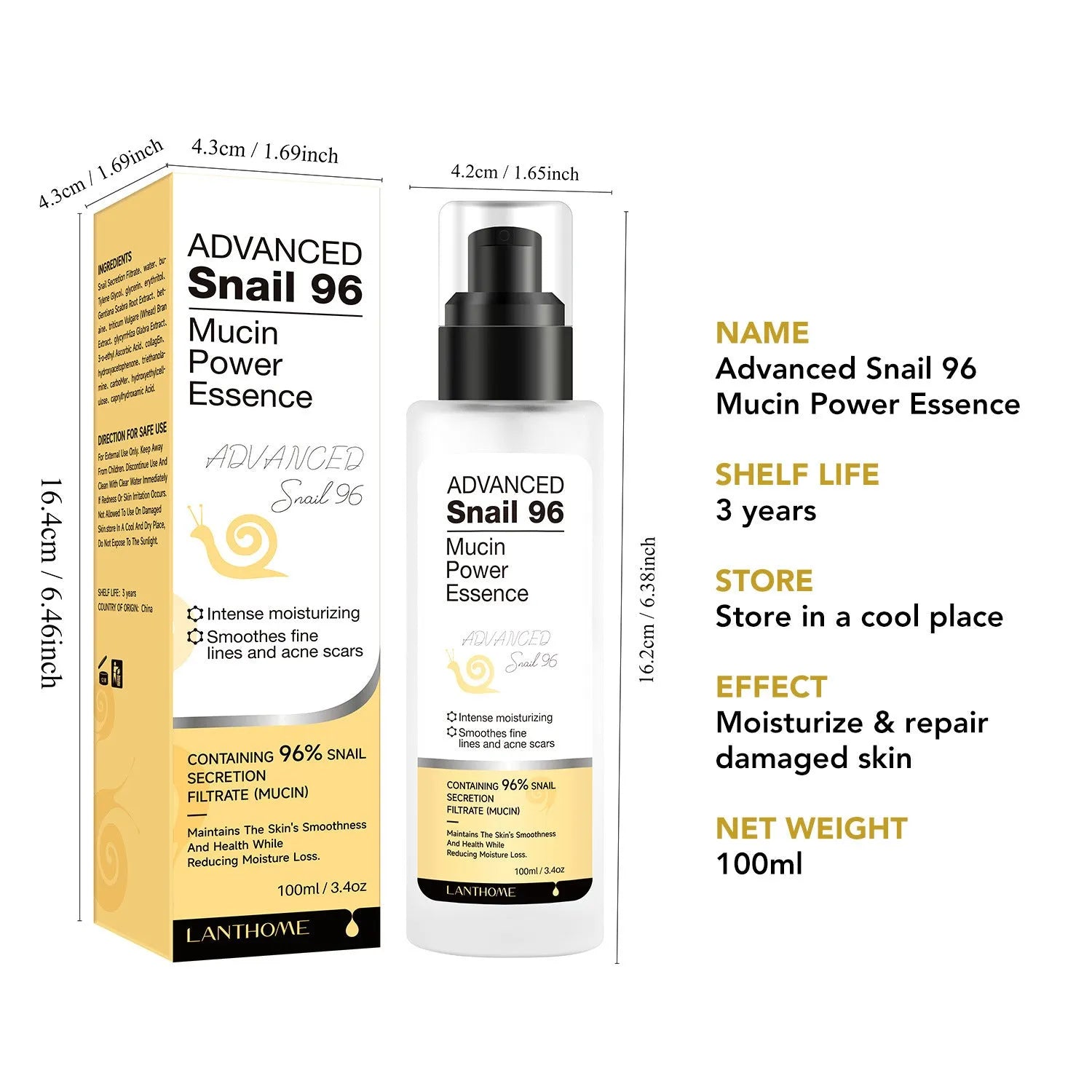 100ml bottle of Snail Snail Serum moisturising facial essence.